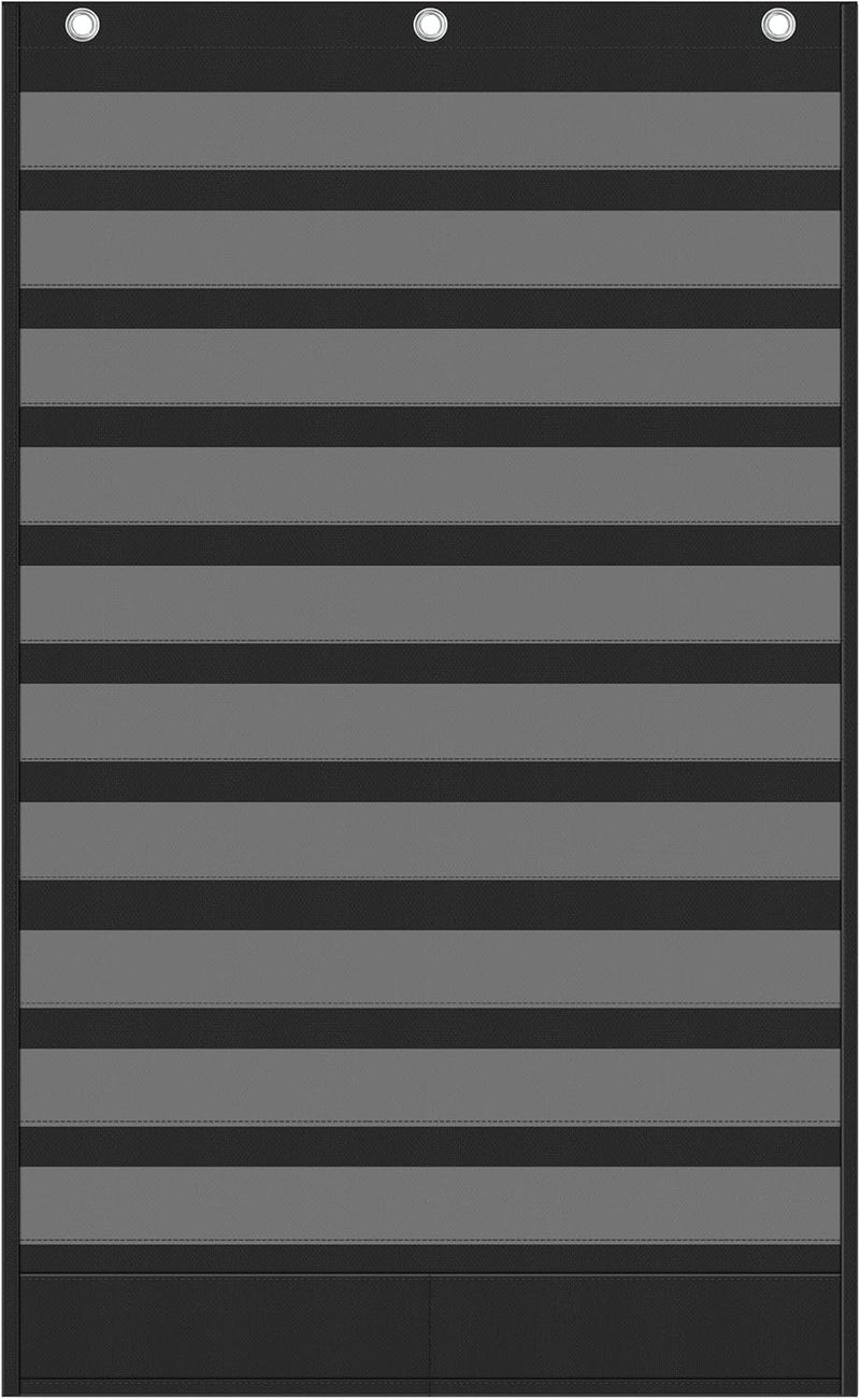Yoink 10+2 Pockets Standard Pocket Chart, Clear 10 Pockets for Alphabet Learning with 2 Extra Storage Pocket, Chore Chart, Word Wall and Sentence Strips Chart for Classroom, Black (44.9" x 28.1") - Image 2